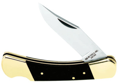 Sportsman Knives, 3 1/2 in,  Stainless Steel Blade, Wood, Black/Tan