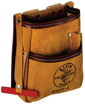 5-Pocket Tool Pouches, 5 Compartments, Natural, Leather