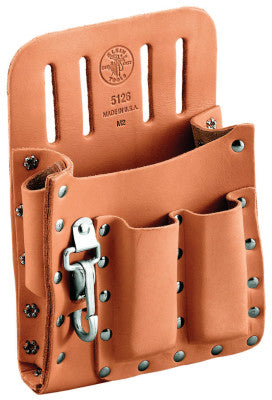 5-Pocket Tool Pouches, 5 Compartments, Black, Leather