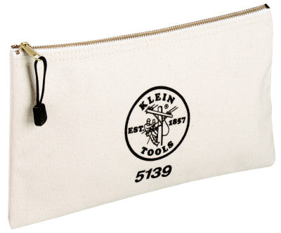 Zipper Bags, 1 Compartment, 12 in X 7 1/2 in, Canvas, White
