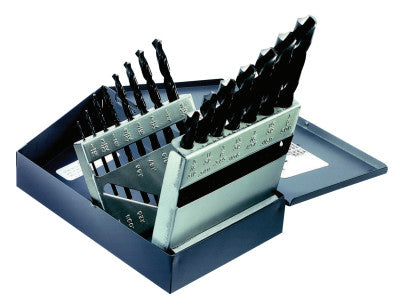 Jobber Length Drill Bit Sets, 1/16 in - 1/2 in Cut Dia., 15 per box
