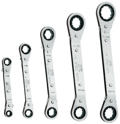 Fully-Reversible Ratcheting Offset Box Wrench Sets, Inch