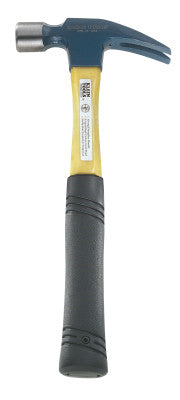 Straight Claw Hammer, Forged Steel, Straight Fiberglass Handle, 13 in, 1 3/4 lb