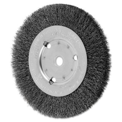 Narrow Face Crimped Wire Wheel Brush, 6 D x 5/8 W, .01 Carbon Steel, 8,000 rpm