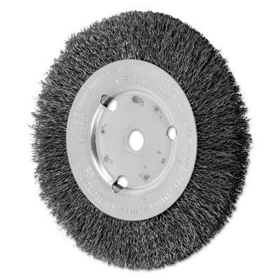 Narrow Face Crimped Wire Wheel Brush, 6 D x 5/8 W, .014 Carbon Steel, 8,000 rpm