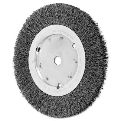 Narrow Face Crimped Wire Wheel Brush, 8 D x 5/8 W, .014 Carbon Steel, 6,000 rpm