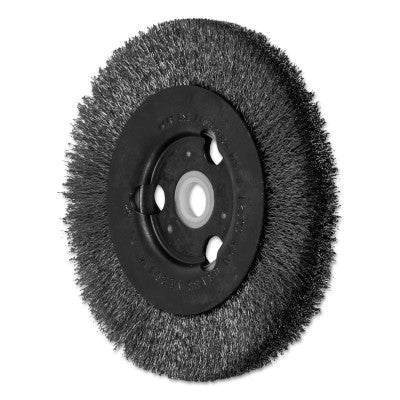 Narrow Crimped Wire Wheel Brush, 4 D x 1/2 W, .006 Stainless Steel, 12,500 rpm