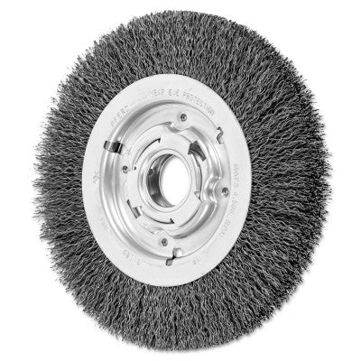 Medium Crimped Wire Wheel Brush, 8 D x 1 1/16 W, .014 Carbon Steel, 4,500 rpm