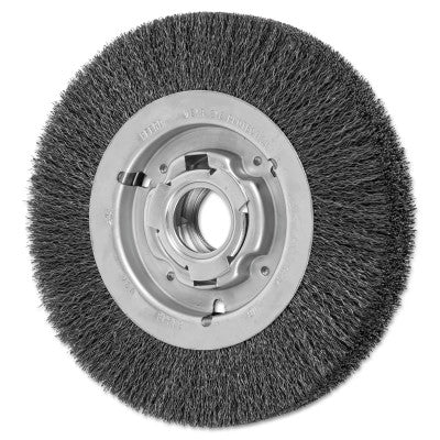 Wide Face Crimped Wire Wheel Brush, 8 D x 1 5/8 W, .014 Carbon Wire, 4,500 rpm