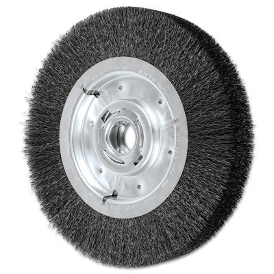 Wide Face Crimped Wire Wheel Brush, 10 D x 2 1/8 W, .012 Carbon Steel, 3,600 rpm