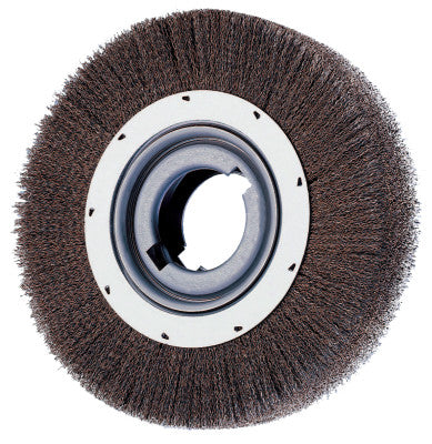 Wide Face Crimped Wire Wheel Brush, 12 D, .014 Carbon Steel Wire, 3,000 rpm