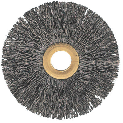 Tube Center Crimped Wire Wheel Brush, 3 D, .006 Carbon Steel Wire, 20,000 rpm