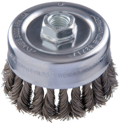 COMBITWIST Knot Wire Cup Brush, 4 in Dia., .023 in Carbon Steel Wire