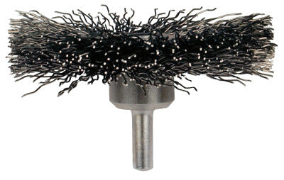 Mounted Crimped Wheel Brushes, Carbon Steel, 20,000 rpm, 3" x 0.014"