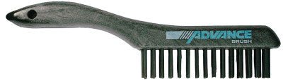 Shoe Handle Scratch Brushes, 10 1/4", 4X16 Rows, Carbon Stl Wire, Plastic Handle