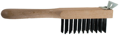 Straight Back Brushes, 11", 4X11 Rows, Carbon Steel Wire, Wood Handle