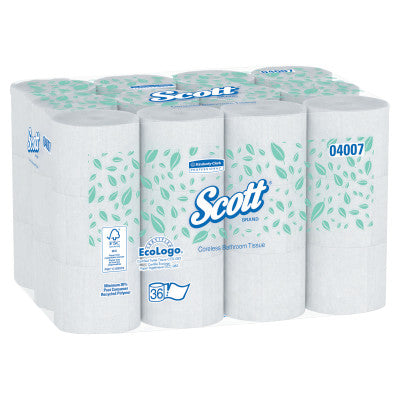 Scott Coreless 2-Ply Roll Bathroom Tissue, 1000 Sheets/Roll