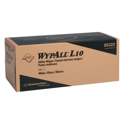 WypAll L10 Utility Wipes, Pop-Up Box, White, 125 per box