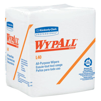 WypAll L40 Wipers, 1/4 Fold, 19 5/8 x 14 2/5, White, 56 per pack