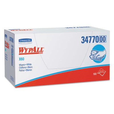 WypAll X60 Wipers, Flat Sheet, 12 1/2 x 16 4/5, White, 150/Box