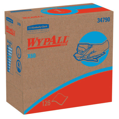 WypAll X60 Wipers, Pop-Up Box, White, 126 per box