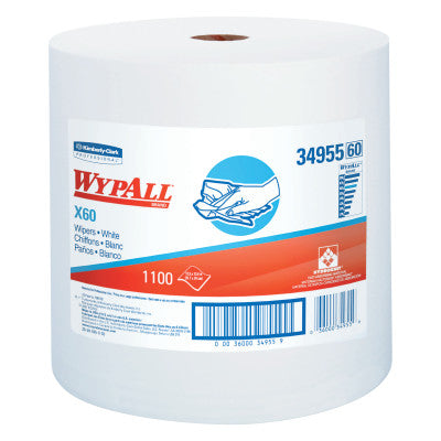 WypAll X60 Wipers, Jumbo Roll, White, 1,100 per roll