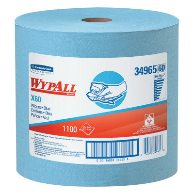WypAll X60 Wipers, Jumbo Roll, Blue, 1,100 per roll