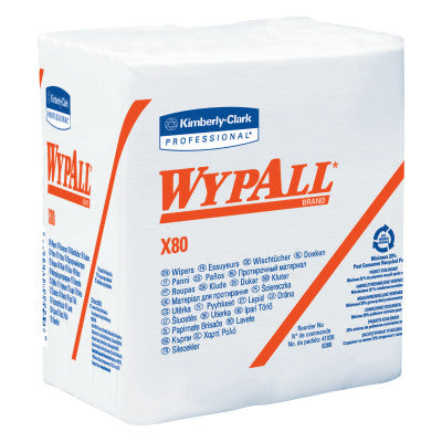 WypAll X80 Towels, 1/4 Fold, Cotton White