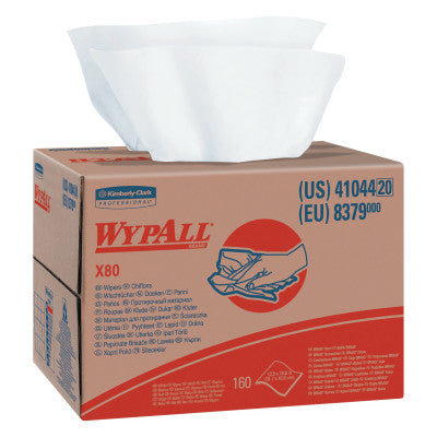 WypAll X80 Towels, Brag Box, White, 160 per box
