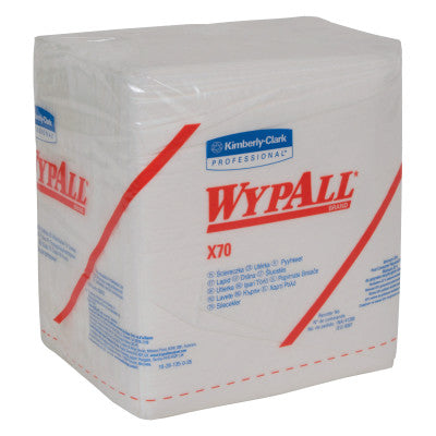 WypAll X70 Workhorse Rags, 1/4 Fold, White, 76 per pack