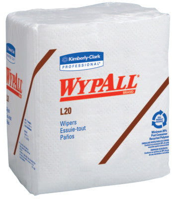 WypAll L20 Wipers, 1/4 Fold, White, 68 per pack