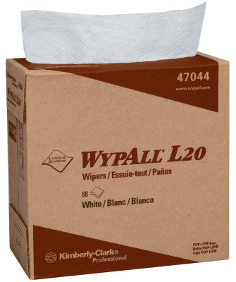 WypAll L20 Wipers, Pop-Up Box, White, 88 per box