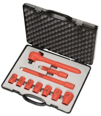 Insulated Socket Sets, 3/8 in,