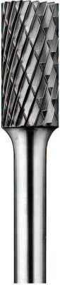 Carbide Cylindrical/Plain Bur Bit, 3/8"Dia. x 3/4"L Cut, 1/4" Shank, Alt Diamond