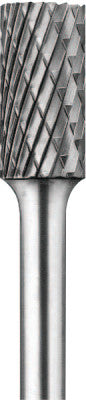 Carbide Cylindrical/Plain Bur Bit, 1/2"Dia. x 1"L Cut, 1/4" Shank, Alt. Diamond