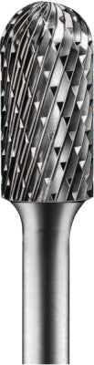Carbide Cylindrical/Radius Bur Bit, 3/8"Dia.x3/4"L Cut, 1/4" Shank, Alt. Diamond