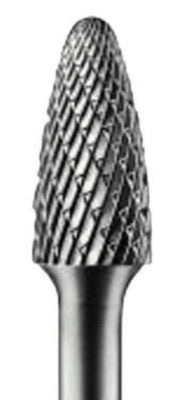 Carbide Tree/Radius Shape Bur Bit, 1/4"Dia.x5/8"L Cut, 1/4" Shank, Alt. Diamond