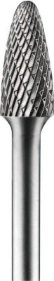 Carbide Tree/Radius Shape Bur Bit, 3/8"Dia.x3/4"L Cut, 1/4" Shank, Alt. Diamond