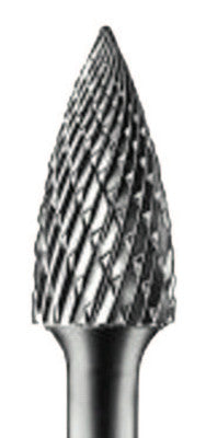 Carbide Tree/Pointed Shape Bur Bit, 3/8"Dia.x3/4"L Cut, 1/4" Shank, Alt. Diamond
