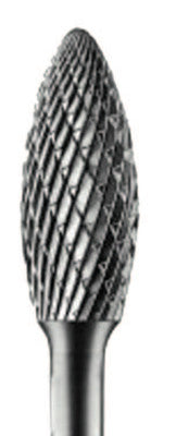 Carbide Flame/Radius Shape Bur Bit, 1/2"Diax1 1/4"L Cut, 1/4" Shank, Alt Diamond