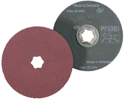 COMBICLICK Aluminum Oxide Fiber Discs, 5 in Dia., 24 Grit