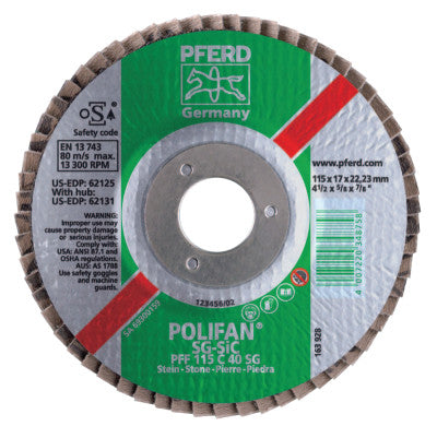 Type 27 POLIFAN SG Flap Discs, 5", 80 Grit, 5/8 Arbor, 12,200 rpm, Aluminum Oxid