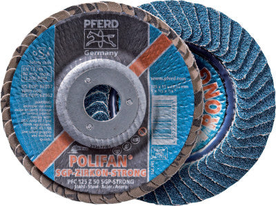 POLIFAN Flap Discs, 5 in, 60 Grit, 5/8 Arbor, 12,200 rpm, Conical