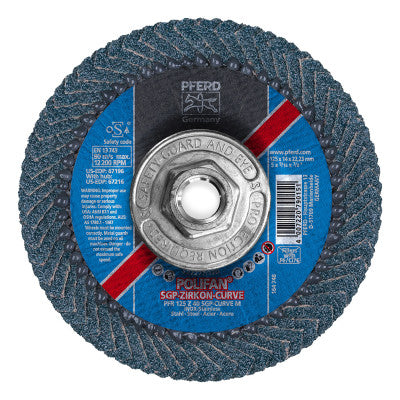 POLIFAN Flap Discs, 5 in, 40 Grit, 5/8 Arbor, 12,200 rpm, Z-Curve, T29