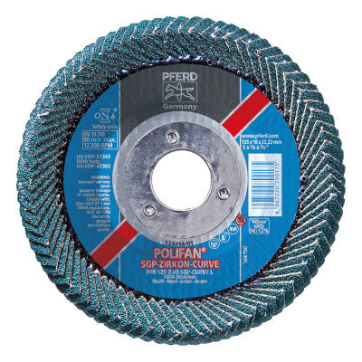 POLIFAN Flap Discs, 5 in, 40 Grit, 7/8 in Arbor, 12,200 rpm, Z-Curve, T29