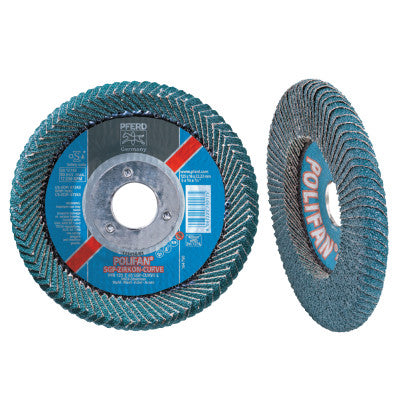 POLIFAN SGP Zirkon Curve Flap Discs, 4 1/2", 40 Grit, 5/8"-11 Arbor, 13,300 rpm