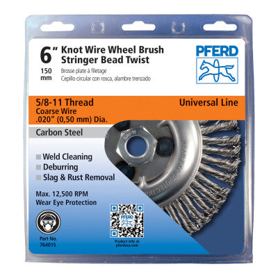 Economy Power Brushes, 6 in Dia., 5/8 in - 11, 48 Knots, 12,500 rpm