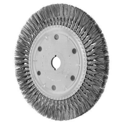 Unthreaded Knot Wheel Brushes, 12 in Dia., 1 1/4 in Arbor, .020 in, Carbon Steel