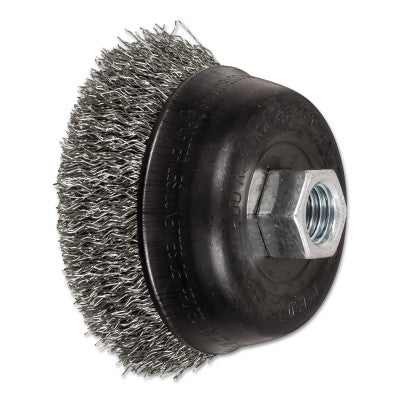 Mini Crimped Cup Brush, 3 1/2 in Dia., 5/8-11 Arbor, .014 Stainless Steel Wire