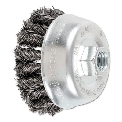 COMBITWIST Knot Wire Cup Brush, 3 1/2 in Dia., .014 in Carbon Steel Wire